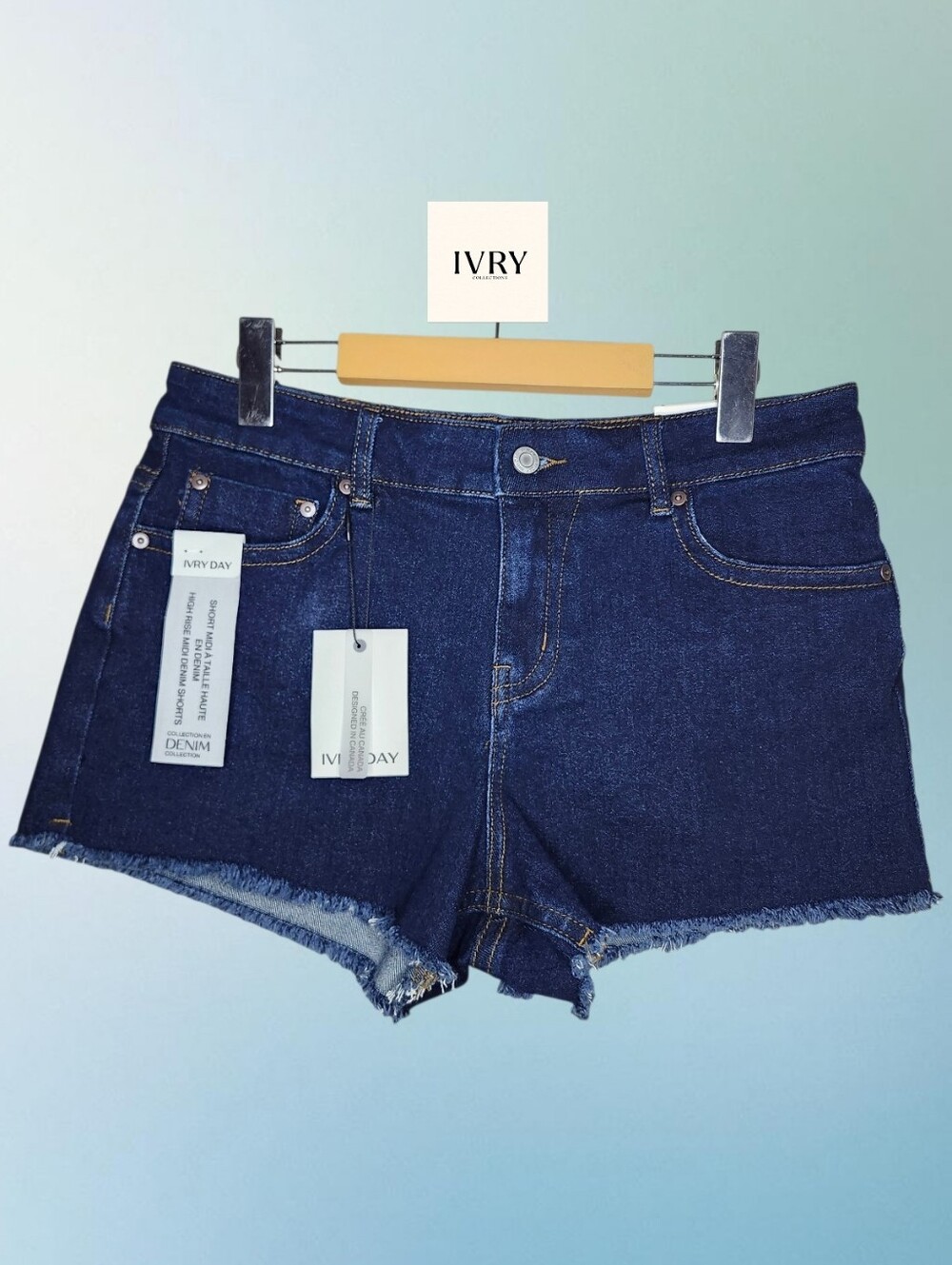 🆕️ IVRY DAY High Rise Midi Denim Cutoff Shorts - 7